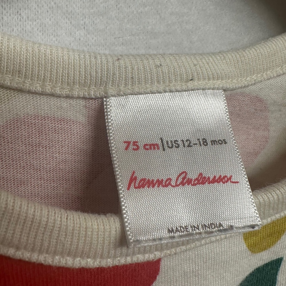 Hanna Andersson Floral Dress Girls 12-18M Multicolor Ruffle Long Sleeve - Picture 3 of 8